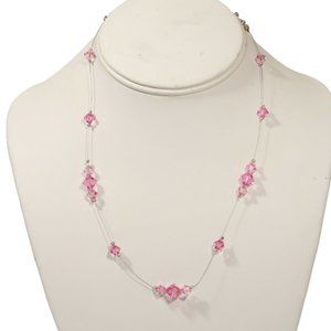 Pink Made With Swarovski Crystal Beads Handmade Beaded Necklace